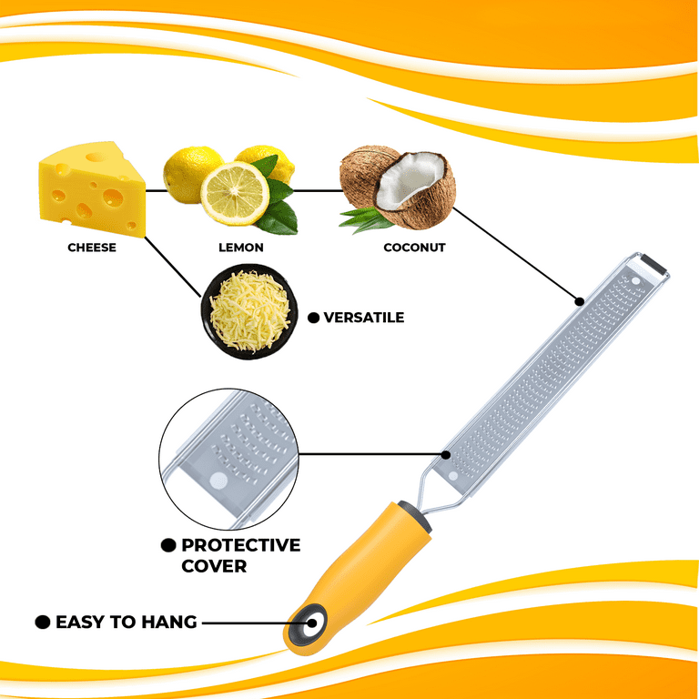 Cheese Grater Set of 2, GUANCI Zester Grater with Handle, Stainless Steel  Zester Grater Citrus Zester Lemon Zesters Tool for Ginger, Garlic, Nutmeg
