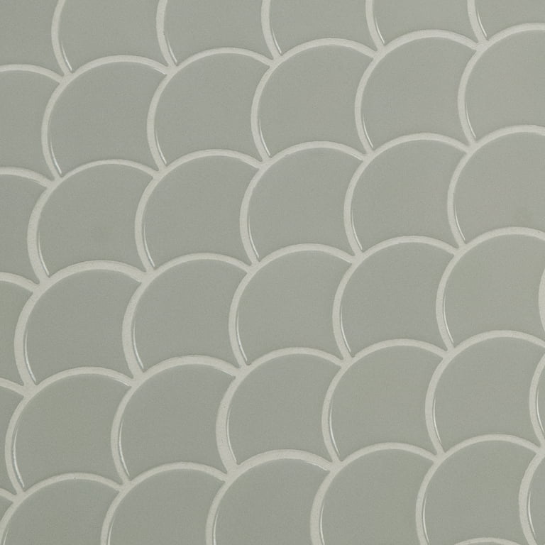 MSI Retro Gray Scallop 13.19 in. x 11.22 in. x 6mm Glossy Porcelain Mesh-Mounted Mosaic Tile (13.65 sq. ft. / case) MSI Retro Gray Scallop 13.19 in. x 11.22 in. x 6mm Glossy Porcelain Mesh-Mounted Mosaic Tile (13.65 sq. ft. / case)