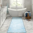 thumbnail image 4 of Moynesa 2'x6' Scalloped Floral Runner Rug, Washable Cottage Boho Accent Rug for Hallway Bedroom Laundry Room ‎Bathroom Soft Low Pile Non Slip, Mist Blue, 4 of 11