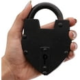 thumbnail image 3 of Vintage Style Lock/Antique Preproduction Heart Padlock with Two Skelton Keys/Black Powder Coted Hand Forged Padlock for Old Trunk, Wine Rack, Shade, Barn, Gate, 3 of 3