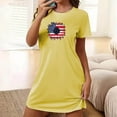 thumbnail image 2 of Lovskoo American Flag Nightgowns for Women Plus Size Night Shirts Patriotic Graphic Short Sleeve Mini Dress Night Gown Dress Casual Pajamas Soft Sleepwear Yellow, 2 of 7