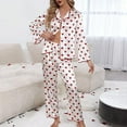 thumbnail image 2 of Kaemgyyd Silk Satin Pajamas Women's Long Sleeve Pj Set Soft Button down Heart Sleep Shirt with Pants Sleepwear Loungewear S-Xl, 2 of 5