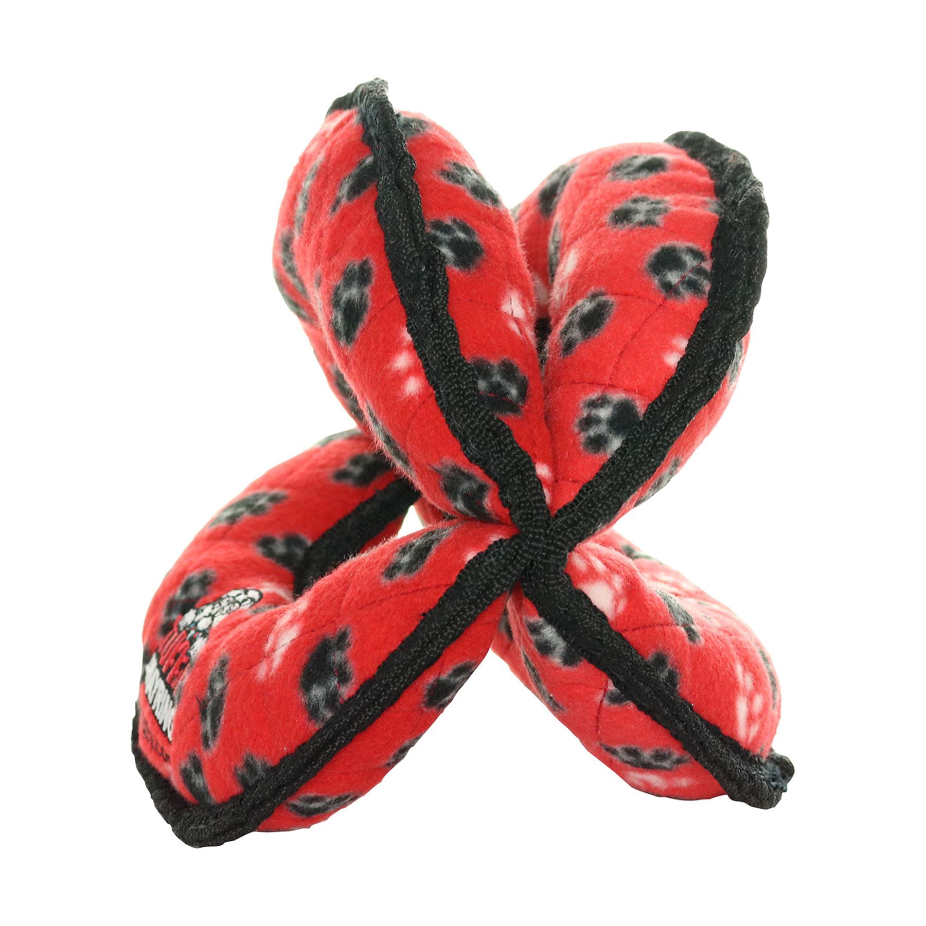 TUFFY® Ultimate 4WayRing Red Paw, 2-Pack, Durable Plush Squeaky Dog Toys