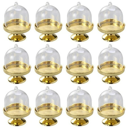 

12-Piece Mini Cake Stand Chocolate Cake Display Board with Lid for Birthday and Wedding Supplies (Golden Base)