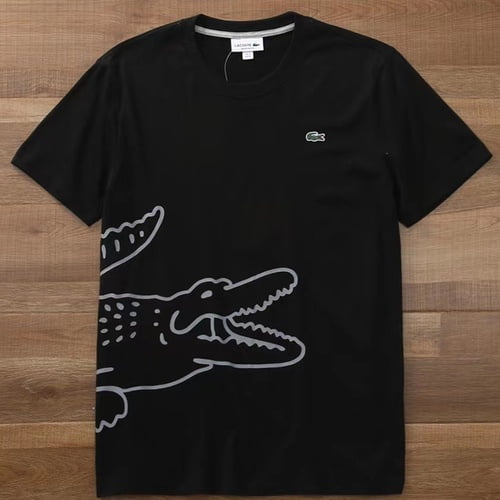 LACO Cocodrilo Francés Verano Nuevo Estilo Simple Color Sólido Todo Combinado Cuello Redondo Camiseta Suelta Etiqueta +pangjing
