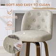 thumbnail image 6 of Foreate Swivel PU Bar Stools Set of 1, 26" Uholstered Leather with Button-tufted Mid-Back & Wood Legs, Modern Chair Kitchen Pub Island Counter Stool, 6 of 11
