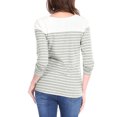 thumbnail image 3 of Allegra K Women's Color Block Long Sleeve Striped Causal T-Shirt, 3 of 7