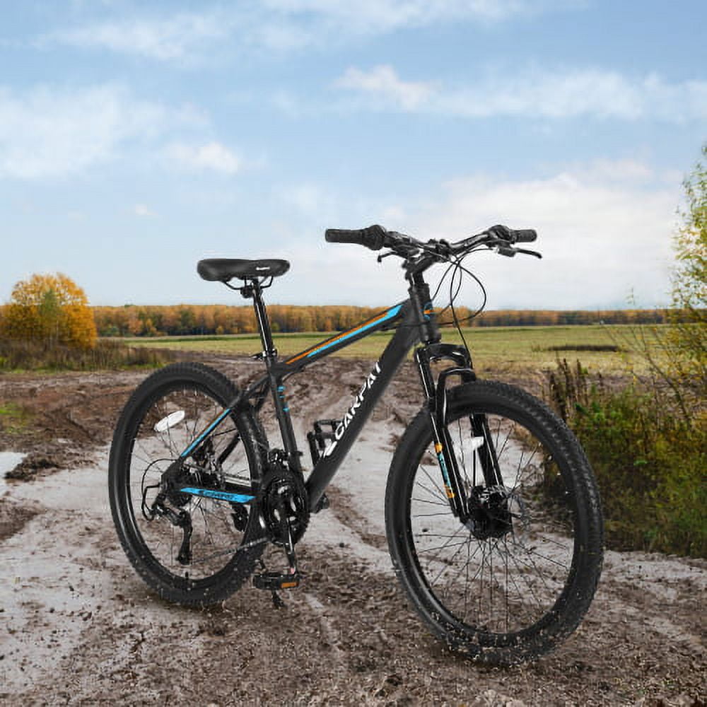 SUWU 24/26 Inches Wheels Mountain Bike High Carbon Steel Mountain Bicycles for Adults All-Terrain Tires 21-Speed MTB Suspension Fork Dual Disc Brakes for Womens Mens