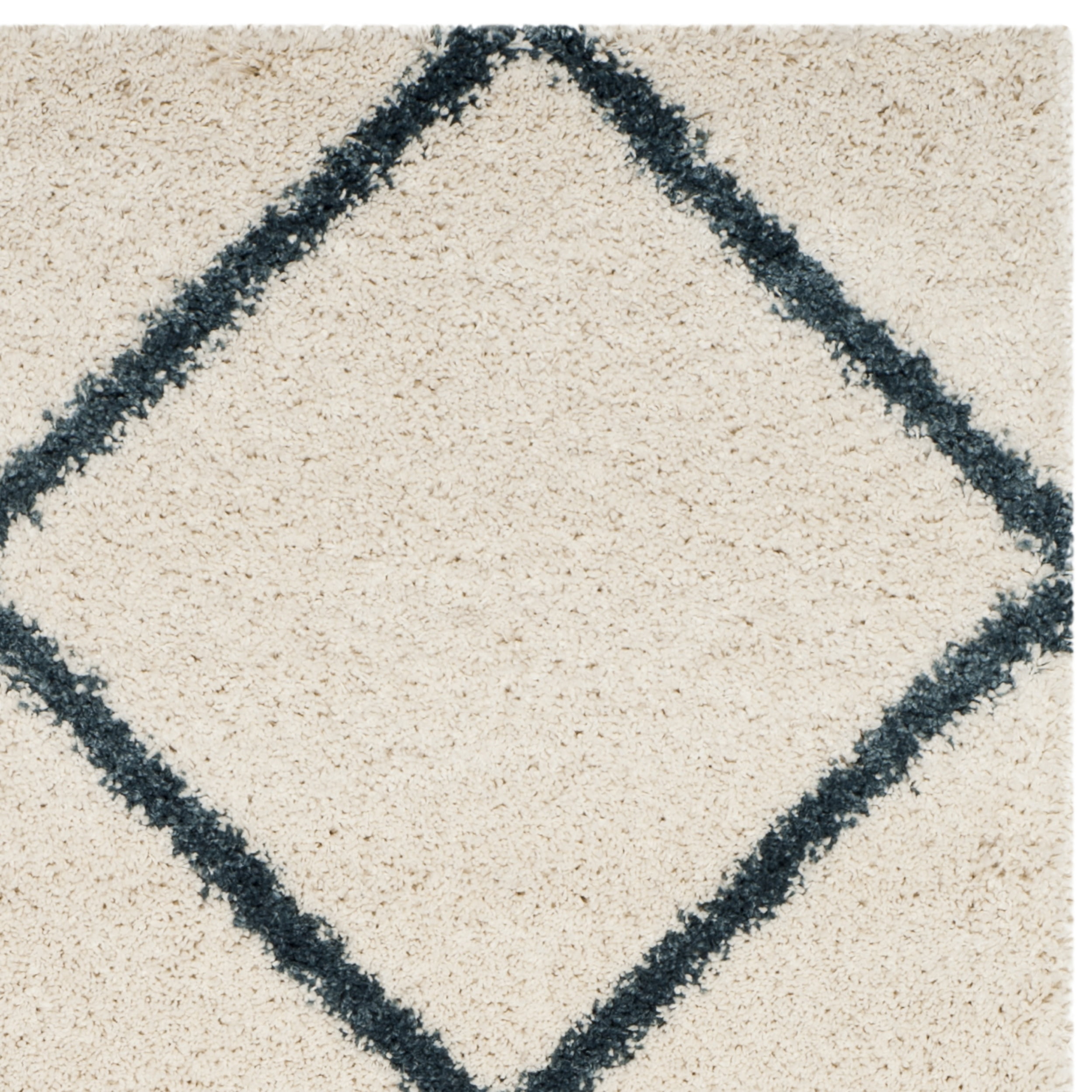 SAFAVIEH Hudson Amias Geometric Shag Area Rug, Ivory/Slate Blue, 5'1" x 7'6"