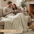thumbnail image 4 of EMONIA Soft Throws for Sofa, Throw XL Cozy Checkered Blanket Gifts for Women Men, Warm Fleece Throw Blanket for Couch Bed, Home Decor Blankets and Throws, Neutral, 50x70 Inches, 4 of 13