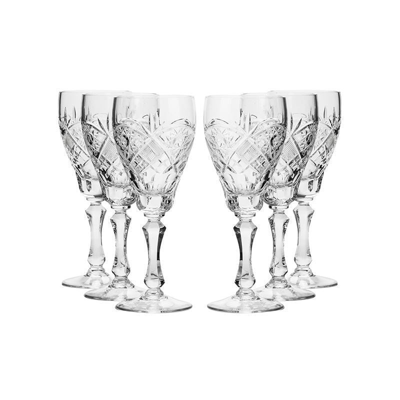 6-pc Vintage Set 6-Oz Russian Crystal Champagne Flutes Neman Glassworks