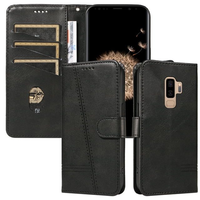 Phone Case for Samsung Galaxy S9 Plus Magnetic PU Leather Card Slots Durable Wallet Cover