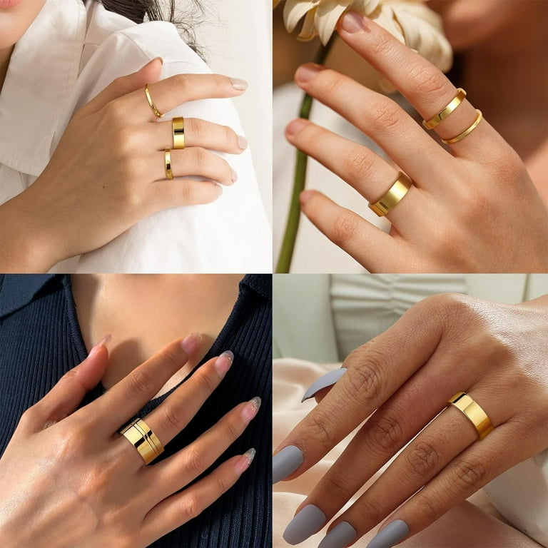Plain gold band ring womens deals