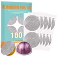 thumbnail image 1 of Aluminum Foils Lids to Reuse Vertuoline Capsules Coffee Pods Compatible with Nespresso VertuoLine Machine 64mm(100/package), 1 of 7