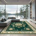 thumbnail image 2 of ODIKA 8'x10' Ultra-Soft Area Rug, Vintage Impressionist Botanical Scroll Round Circular Watercolor Refined None Washable, Bare feet friendly, Silk-Touch for Bedroom, Under Sectional, 2 of 7