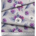 thumbnail image 3 of Soimoi Rayon Fabric Leaves,Succulent & Anemone Flower Printed Fabric 1 Yard 56 Inch Wide, 3 of 3
