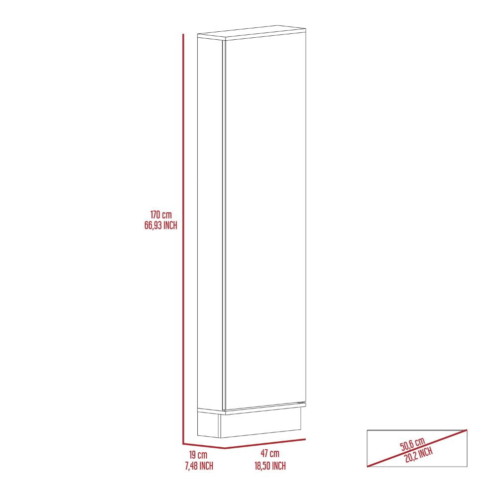 Leto XL Shoe Rack with Full-Length Mirror, Five Interior Shelves, Single-Door Cabinet