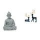 thumbnail image 1 of Conjunto de esculturas de armonía de mono y reno para una decoración tranquila del hogar, un santuario y una ., 1 of 8