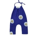 thumbnail image 2 of uublik Rompers for Girls Children's Clothing Summer Girls Sunflower Print Strap Jumpsuit with Pockets Blue, Size 1T-6, 2 of 5