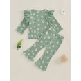 thumbnail image 6 of Kid Toddler Girls Pants Clothing Set, 12 18 24 Months 2T 3T 4T 5T Flower Print Long Sleeve Crew Neck T-shirt with Flare Pants Fall Outfit, 6 of 9