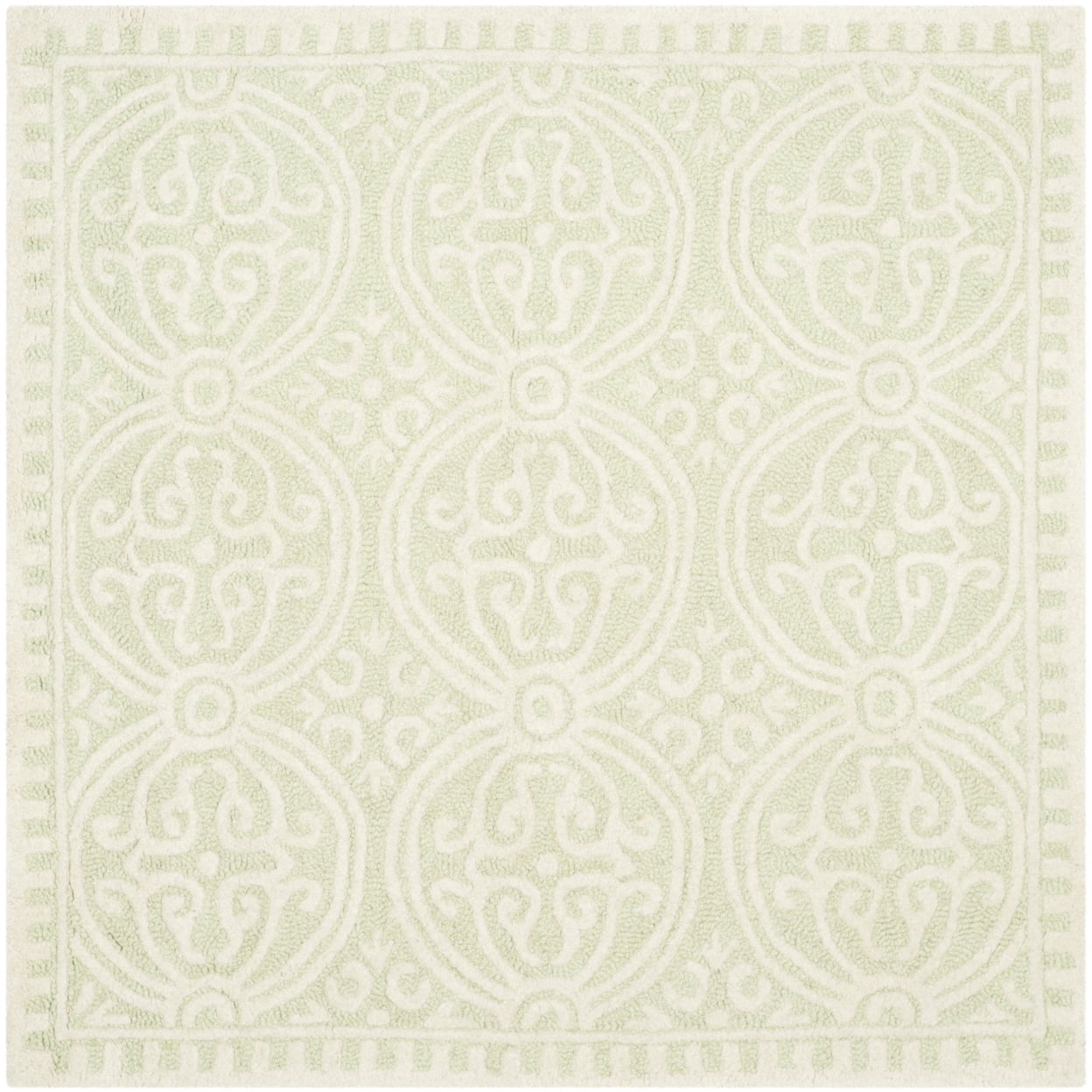 SAFAVIEH Cambridge Leslie Geometric Wool Area Rug, Light Green/Ivory, 4' x 6'
