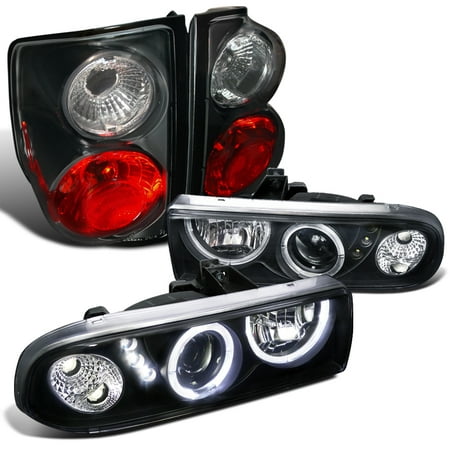 Spec-D Tuning For 1998-2004 Chevy S10 Ls Zr2 Pick Up Black Projector Smd Led Headlight + Black Tail Lamps (Left+Right) 1998 1999 2000 2001 2002 2003