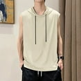 thumbnail image 2 of Afdoent Mens Tank Tops Men's Solid Color Hooded Tops Casual Sports Loose Drawstrings Vests Fashion, 2 of 4