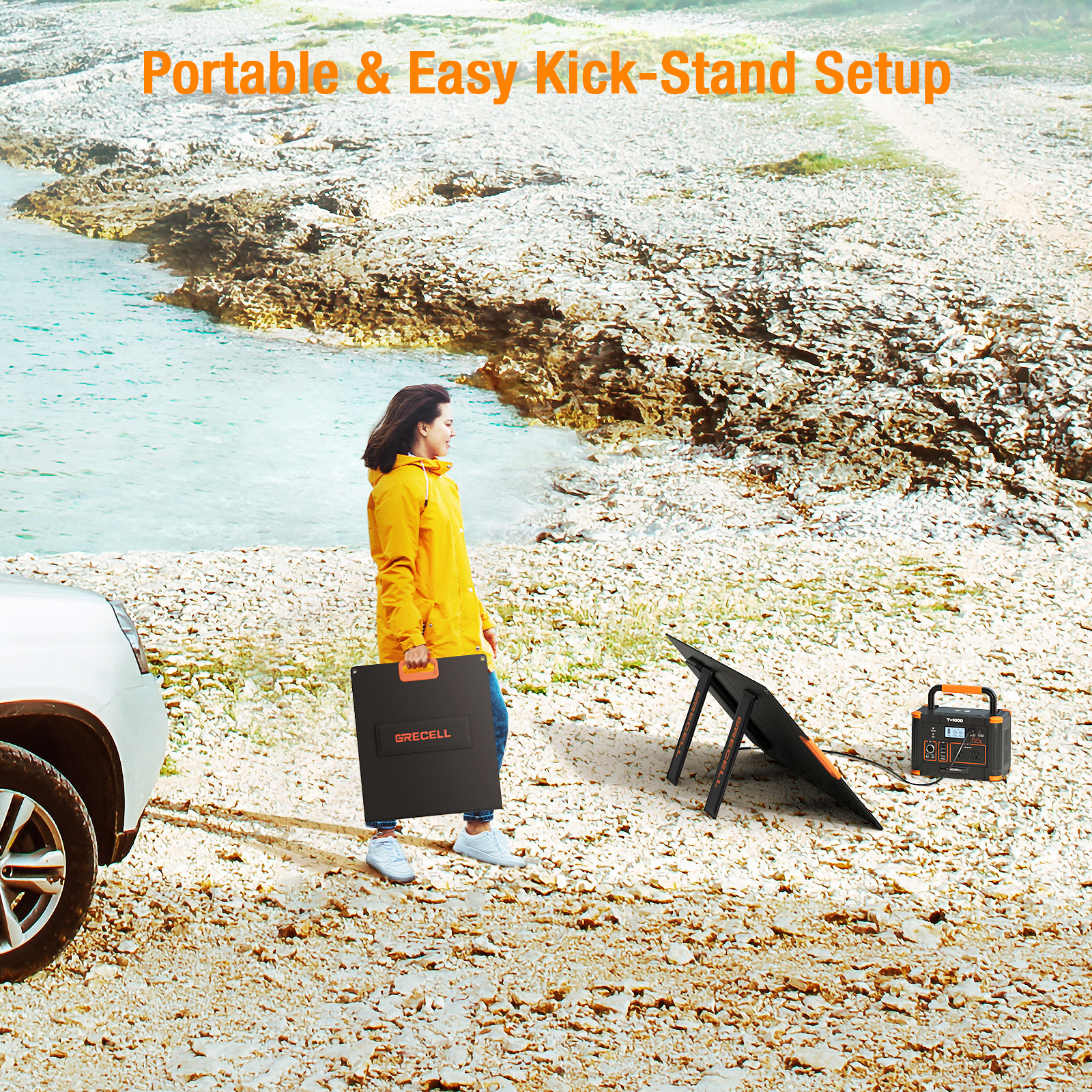 BEYGO 100W Portable Solar Panel for Power Station Generator, 20V Foldable Solar Cell Solar Charger with MC-4 High-Efficiency Battery Charger for Outdoor Camping Van RV Trip