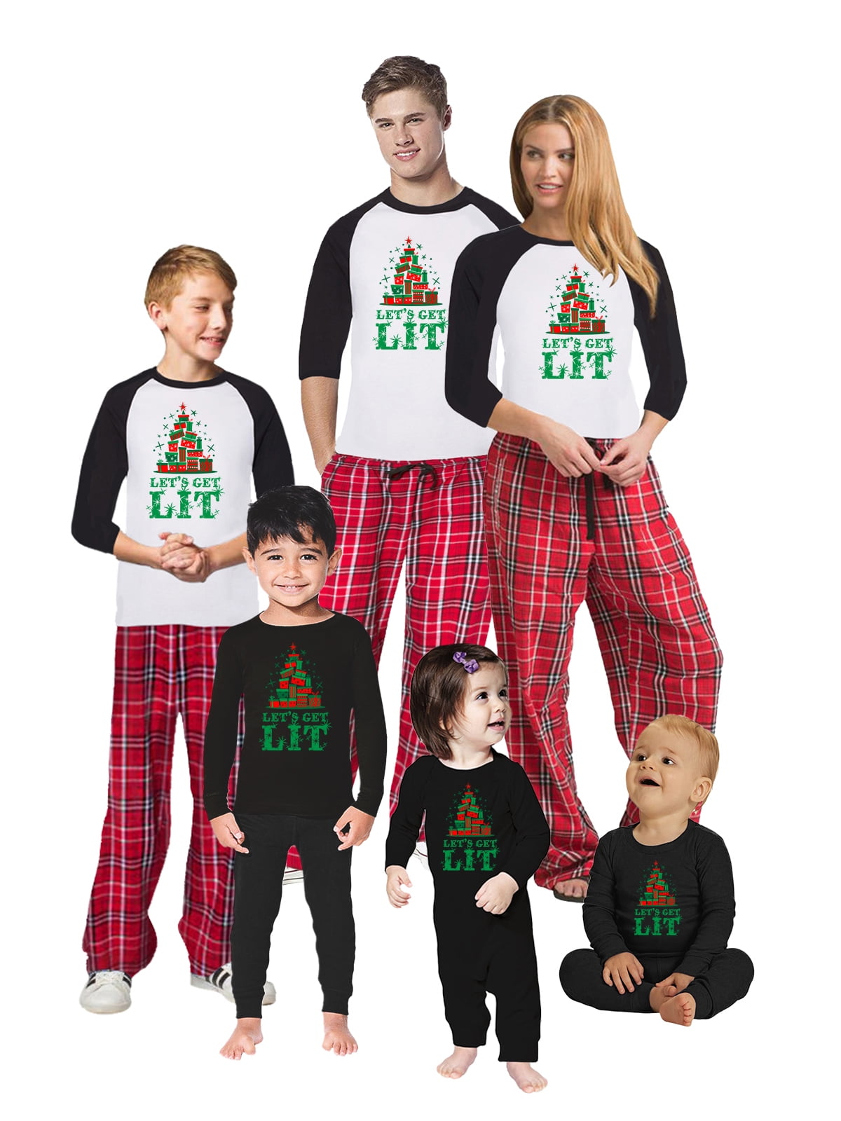 Awkward Styles Family Christmas Pajamas Set Red Lets Get Lit Matching Sleepwear Men PJ Set L 