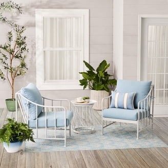 美品・2脚セット☆私の部屋／chelsea(チェルシー)／フォールディングチェア Mainstays Chelsea 2PK Outdoor Wicker Chat Chair, Blue - Walmart.com
