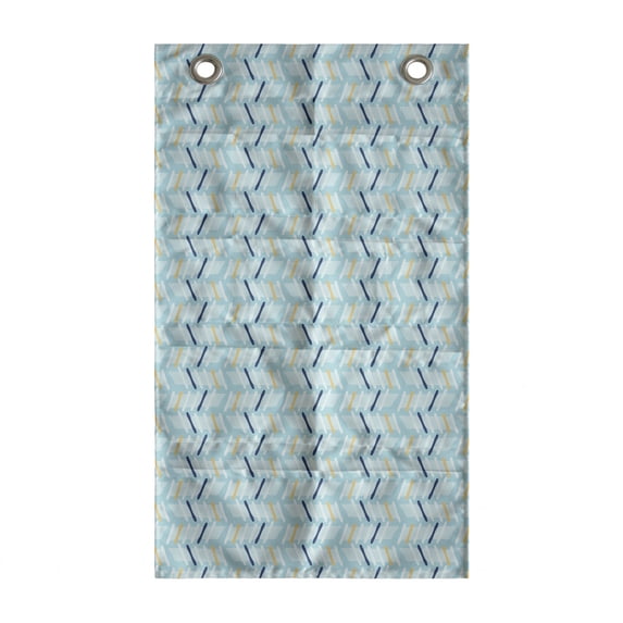 Abstract Hanging Pocket Organizer, Diagonal Streaks on Stripes Drawn by Hand, Printed Polyester Storage Bag with Pockets, 21" x 31", Pale Blue Indigo