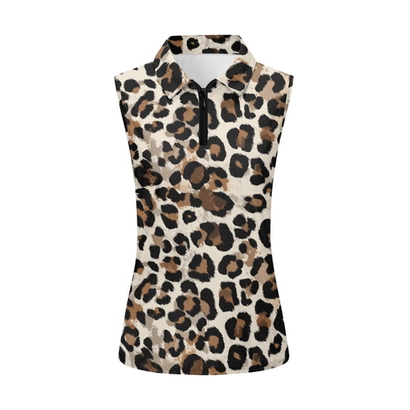 Whosucclay Leopard Print Workout Tank Tops Womens Golf Shirt for Ladies, Fashion Soft for Tennis Running Hiking