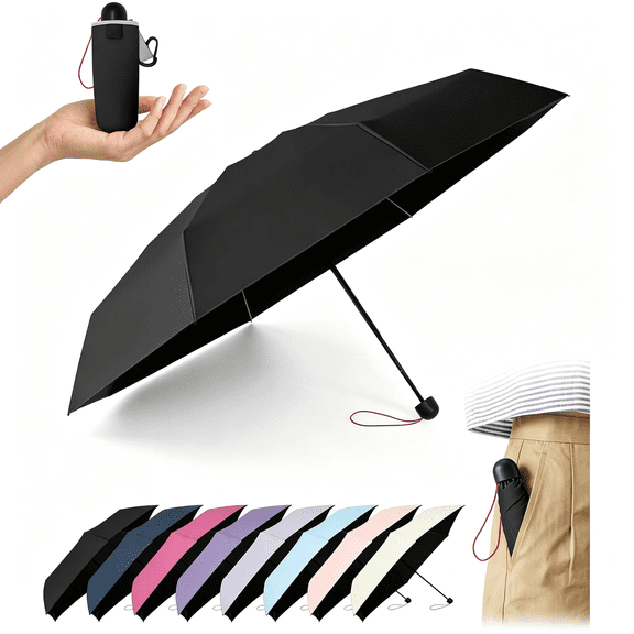 AOMRCOL Mini Umbrella for Travel Compact-Upf 100 Uv Sun Umbrella for Purse Backpack,Super Mini Sturdy Pocket Folding Umbrella with Absorbent Sleeve,Heavy Duty Parasol