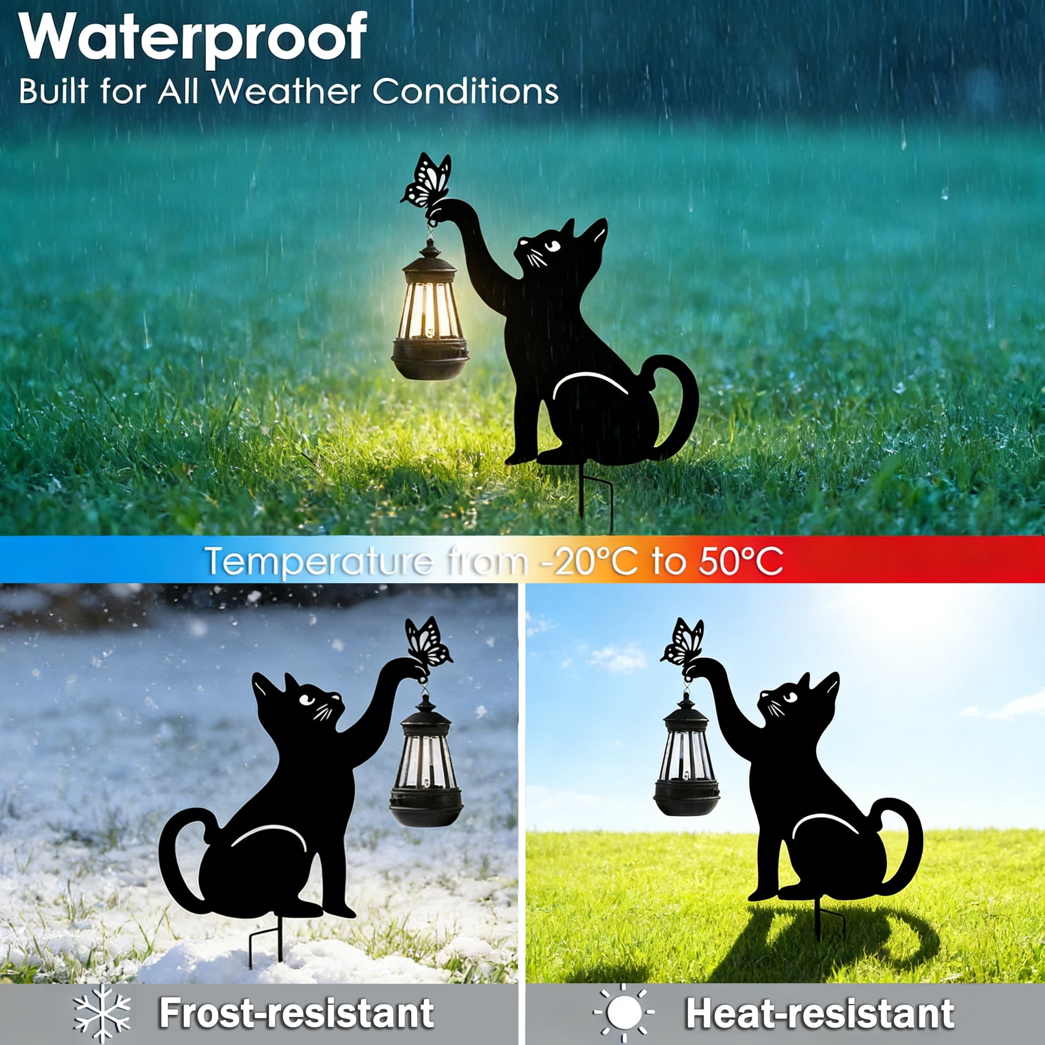 Solar Lights Outdoor Decor with Cat-Shaped,for Patio Decor Garden Decor,Solar Lights  Outdoor Waterproof 2PACK