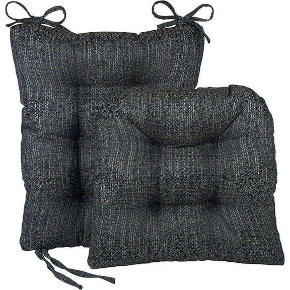 The Gripper Non-Slip Rocking Chair Cushion Set with Thick Padding and Tufted Design, Includes Seat Pad & Back Pillow with Ties, 17x17 Inches, 2 Piece Set, Denim