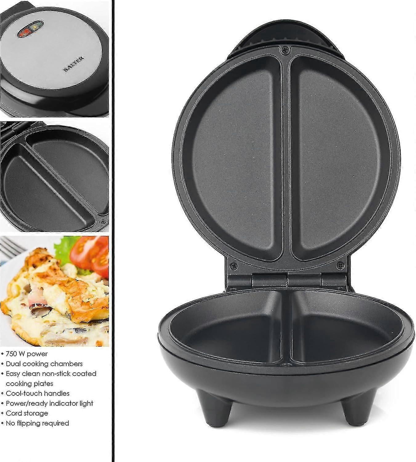EK2716 Dual Omelette Maker  Double Egg Cooker with Non-Stick Plates, Deep Fill Electric Multicooker, 2-3 Minute Preheat Better Choice from JJGI