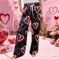 thumbnail image 5 of Women's Fashion Pocket Valentine's Day Print Stretch Adjustable Drawstring Wide Leg Pants, Elastic Waist Holiday Pants, Casual Lounge Wear for Women,Black,M, 5 of 6