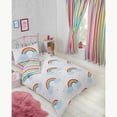 thumbnail image 1 of Juego de edredón / funda de edredón infantil a rayas arco iris con nubes para niños pequeños, 1 of 4
