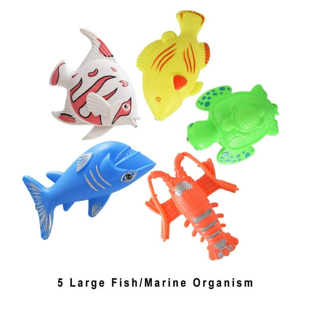 Magnetic Fishing Toys Game Set for Kids Water Table Bathtub Kiddie Pool  Party with Pole Rod Net, Plastic Floating Fish-Toddler Color Ocean Sea  Animals