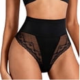thumbnail image 4 of Yyeselk Women's Embroidered Lace and Satin Hi-cut Briefs High Elastic Mid Rise Breathable Underwear Black XXL, 4 of 6