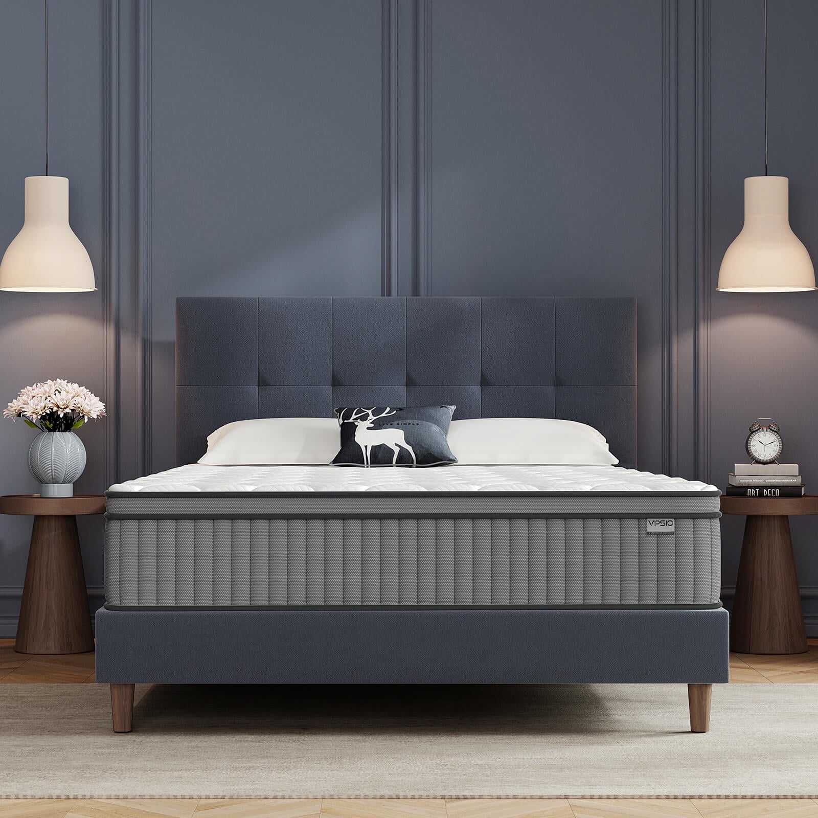 Full Size Mattress, VPSIO 10 inch Hybrid Mattress with Fiberglass Free, Memory Foam, Breathable Euro Pillow Top Mattress for Cooler Sleep Supportive & Pressure Relief, Medium Firm
