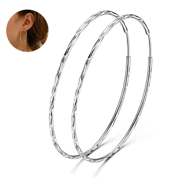 Aretes de argolla con resorte grande ovalados delgados y planos de acero inoxidable Ormromra 221880 2 Walmart en linea