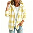 thumbnail image 6 of Lmnyox Fleece Jackets for Women Casual Plaid Button Down Hooded Coats Winter Cozy Long Sleeve Jackets, 6 of 9