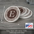 thumbnail image 4 of Thirstystone 4-Pack Monogram Letter E Sandstone Coasters in Iron Holder, 4 of 8