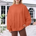 thumbnail image 2 of idosla Mock Neck Sweatshirt Women Oversized Turtleneck Pullover Long Sleeve Tops Fall Fashion Y2K Outfits With Pockets (Orange, XL), 2 of 4