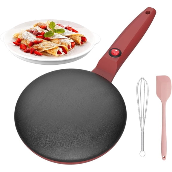 8" Electric Crepe Maker, Portable Crepe Maker Cordless Crepe Pan Maker Griddle Crepe Pan with Non-Stick Coating for Crepes, Blintzes, Pancakes, Bacon, Tortillas