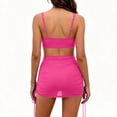 thumbnail image 5 of Abomasnow Women's 2 Piece Swimsuits Set Sleeveless Square Neck Cropped Tank Tops High Waisted Bathing Suit with Sheer Cover Up Swim Skirts, 5 of 9