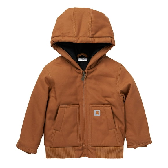 Carhartt Boys' Canvas Insulated Hooded Active Jac, Brown, 2T