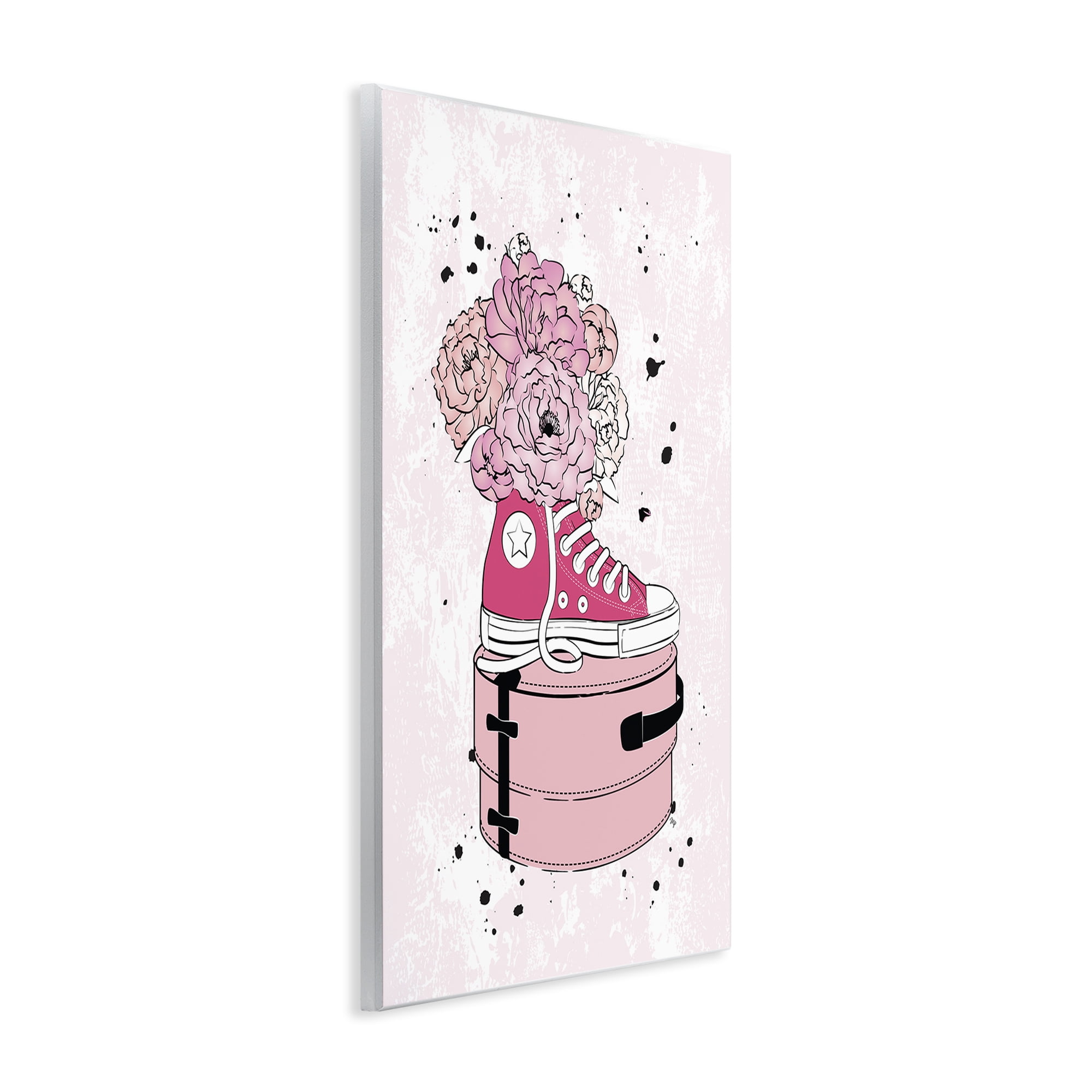 Stupell Industries Pink Glam Sneaker Florals Fashion Painting Unframed Art Print Wall Art, 13 x 19