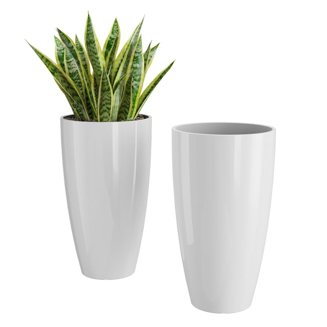 QCQHDU 21 inch Tall Planters for Outdoor Plants Set of 2,Outdoor Planters for Front Porch,Large Pots for Plants Outdoor Indoor,White Planters Flower Pots